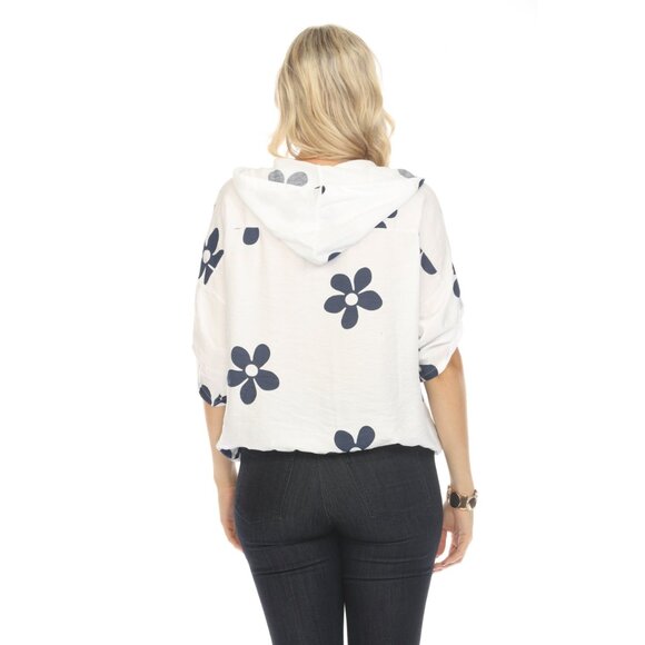 Hooded Floral Print Drawstring Top - Picture 5 of 10
